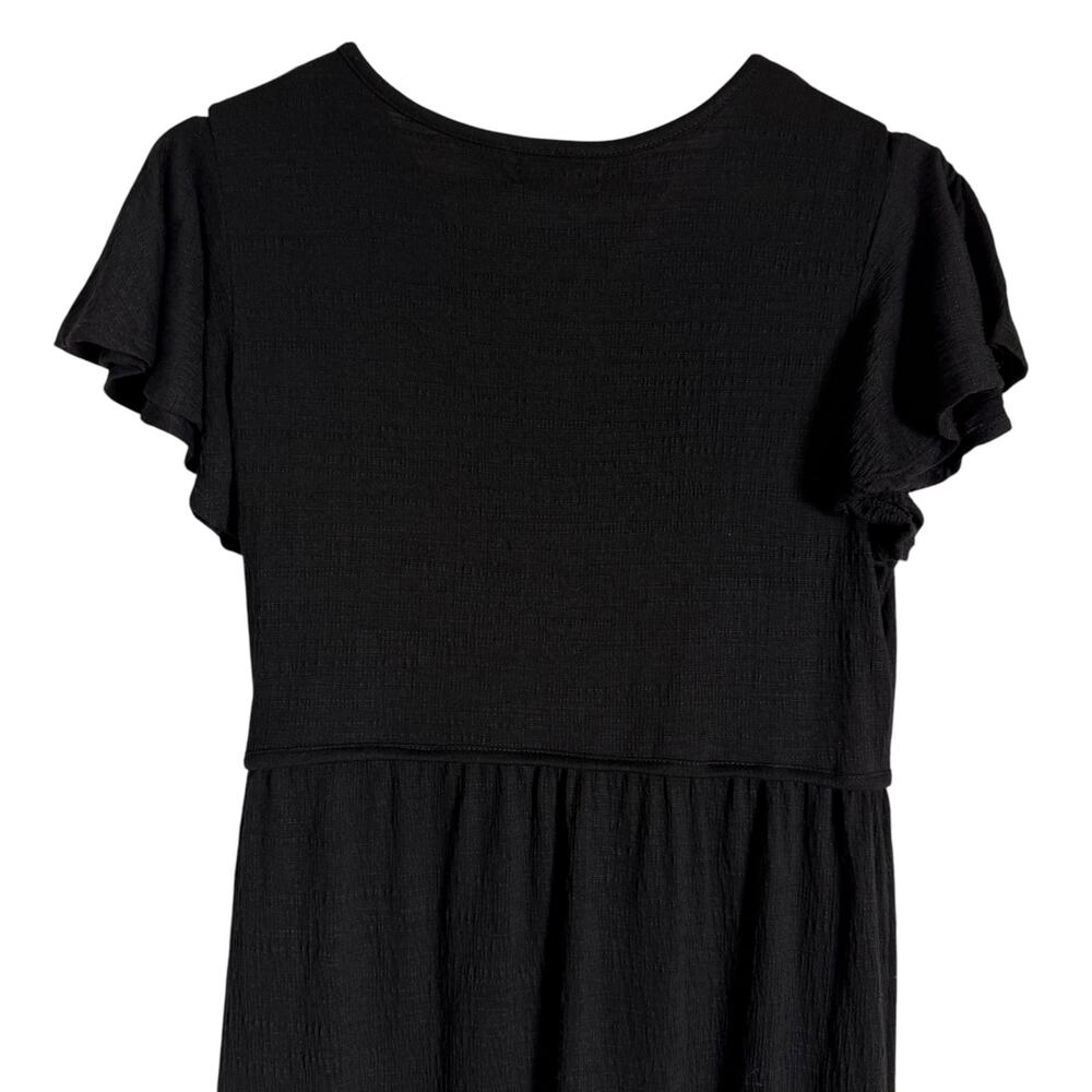 Max Studio Solid Black Flutter Short Sleeve Faux … - image 11